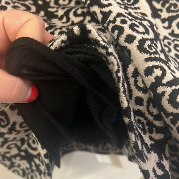 Anthropologie Deletta black grey swirl print mini dress stretchy cap sleeves M - Picture 9 of 12